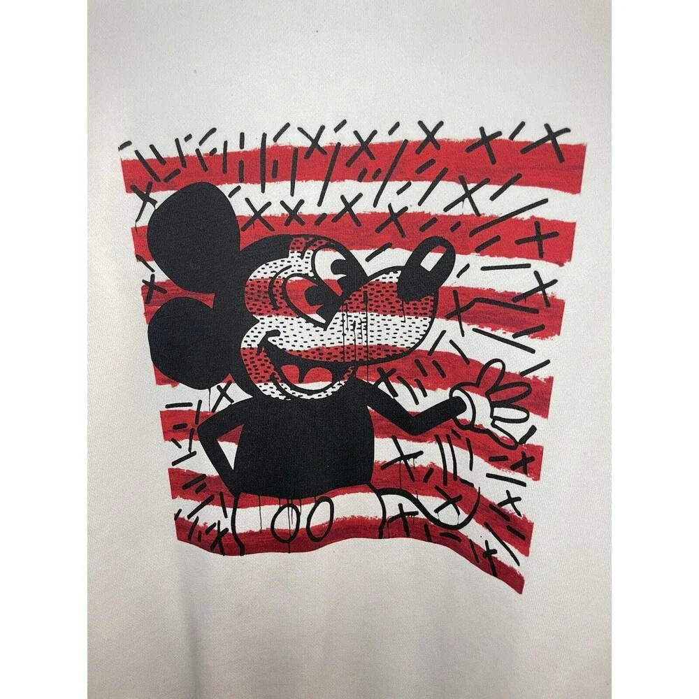 Uniqlo Disney Mickey Mouse x Keith Haring Artwork Pullover White Sweatshirt XXS - Picture 4 of 6